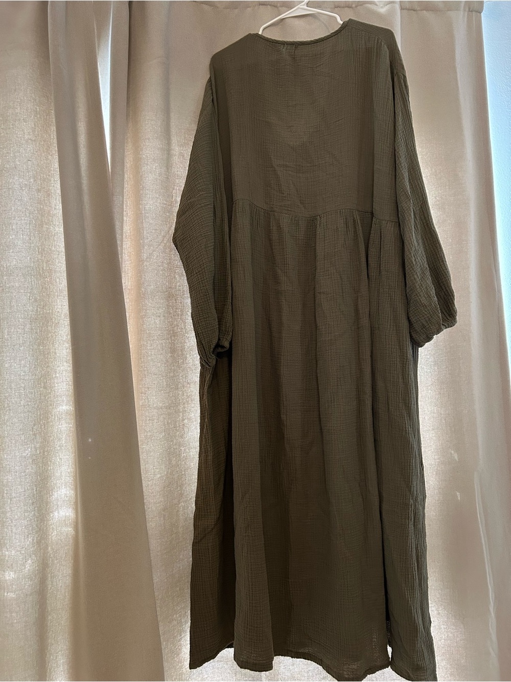 The Simple Folk Meadow Dress | Olive Green | XL | Organic Cotton Muslin - Picture 2 of 5